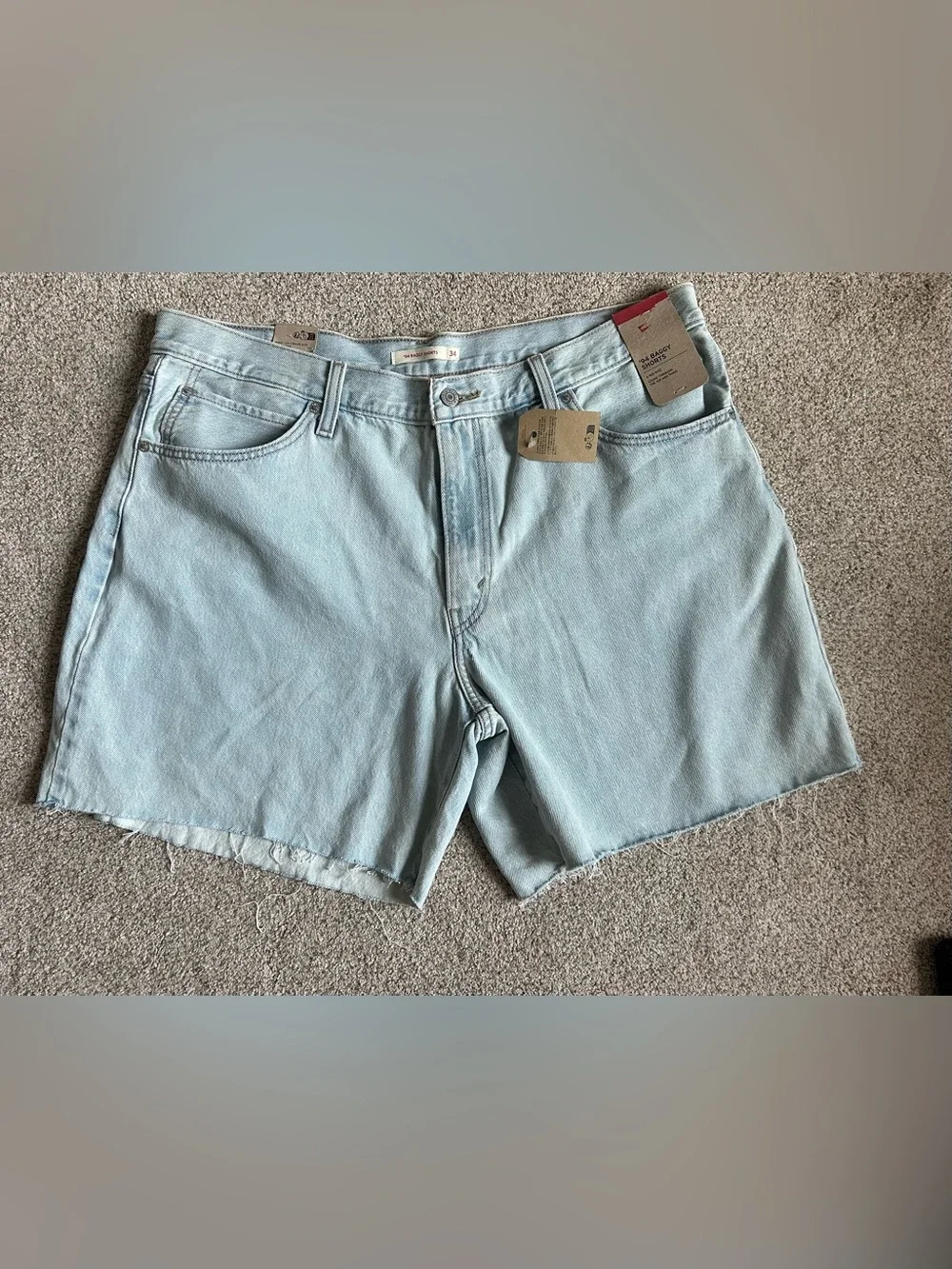 NWT Levi's Women's 94 Baggy Shorts Levi's Light Blue Denim Jean Shorts Sz 34